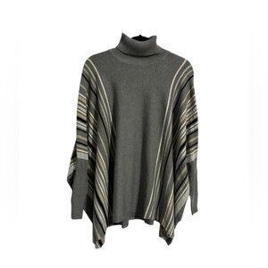 Joseph A  Turtleneck Poncho Sweater Grey Size Large Lagenlook Dolan Sleeve Fall